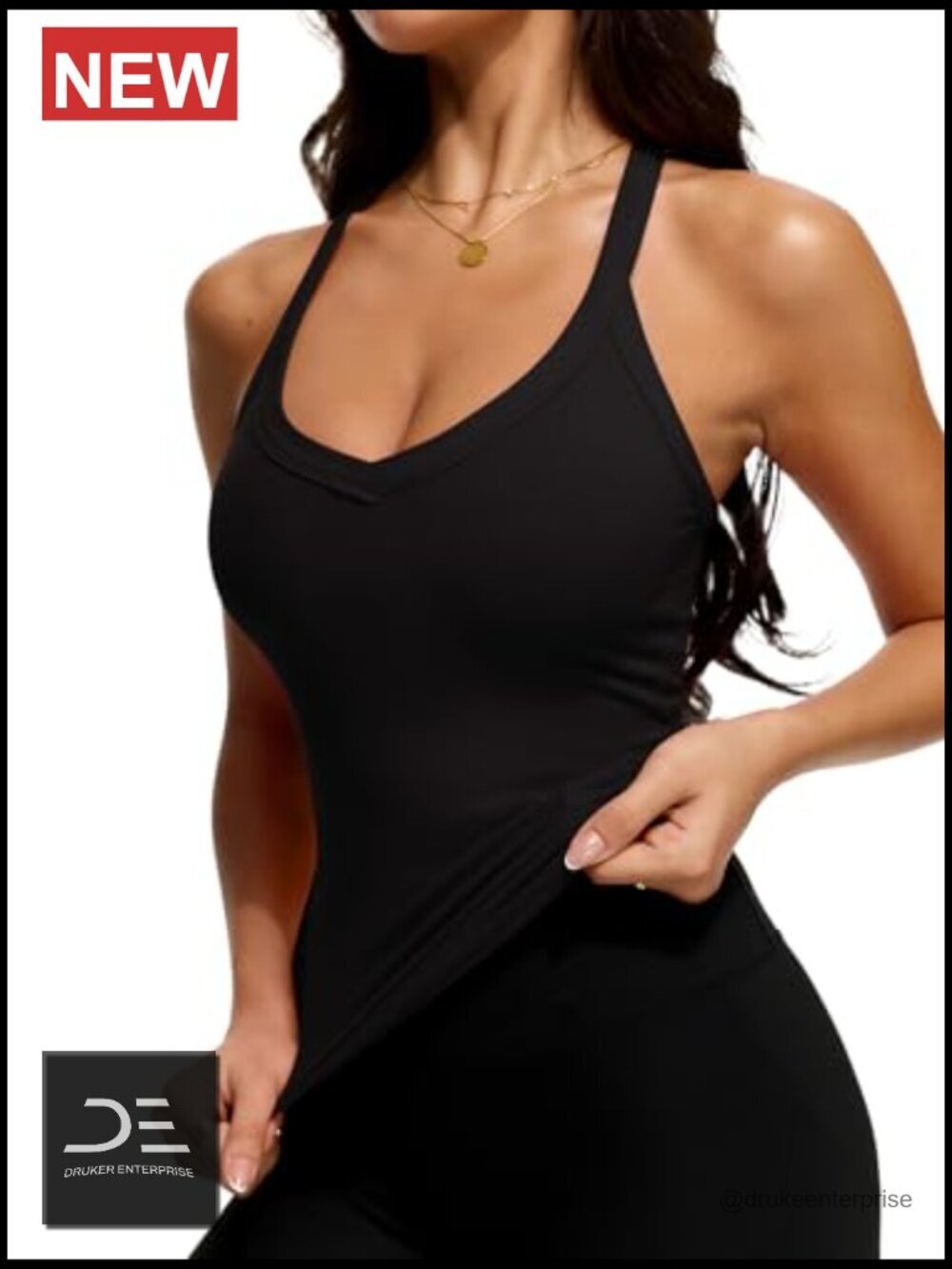 V Neck Racerback Tank Top - Ribbed Modal Spandex - Picture 4 of 6
